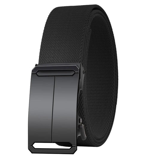Ceinture Automatique Homme Tactique Noire en Toile Boucle Métal