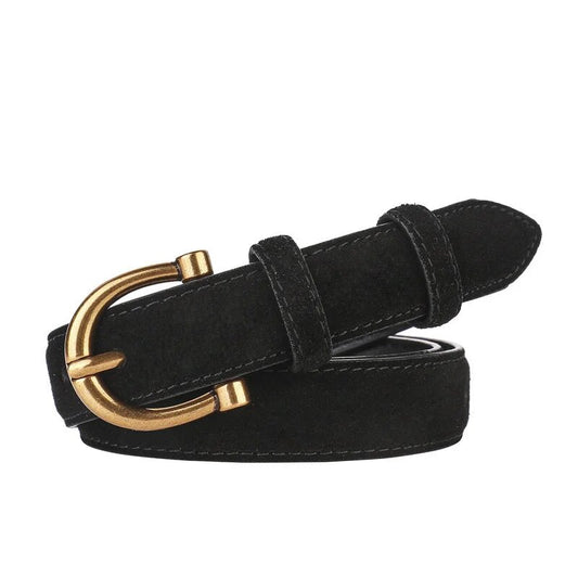 Ceinture Femme en Daim Luxe avec Boucle Dorée – Élégante & Tendance