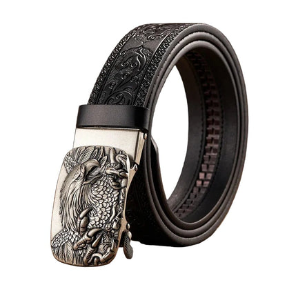 Ceinture Homme Cuir Véritable Aigle – Boucle Automatique Élégante 3,5 cm