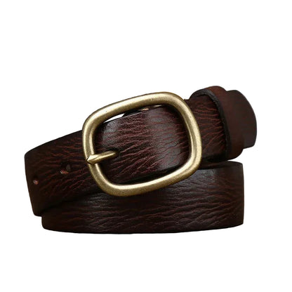 Ceinture Femme en Cuir Véritable 2,8 cm – Style Rétro avec Boucle Ardillon Cuivrée