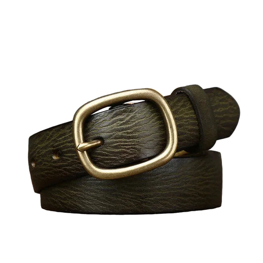 Ceinture Femme en Cuir Véritable 2,8 cm – Style Rétro avec Boucle Ardillon Cuivrée