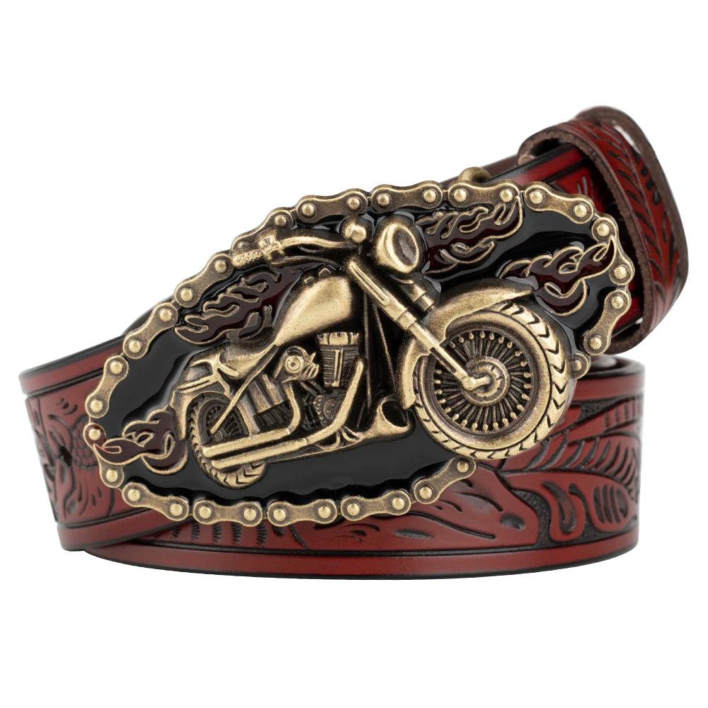 Ceinture Boucle Moto B ouge marron