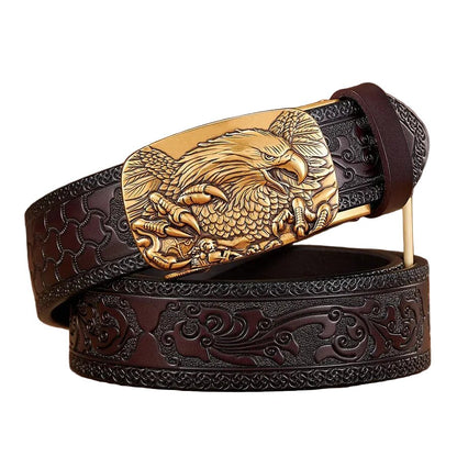 Ceinture Homme Cuir Véritable Aigle – Boucle Automatique Élégante 3,5 cm