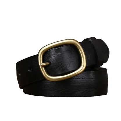 Ceinture Femme en Cuir Véritable 2,8 cm – Style Rétro avec Boucle Ardillon Cuivrée