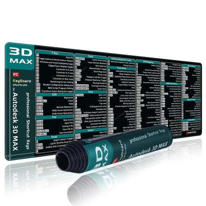 Tapis de Souris 3D Studio Max – Raccourcis Clavier, Grand Format Antidérapant