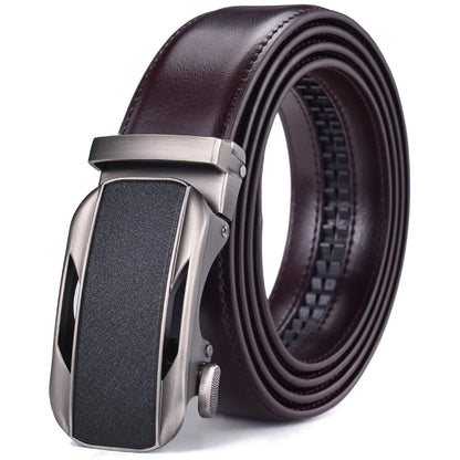 ceinture à crémaillère homme — cuir véritable, boucle automatique
