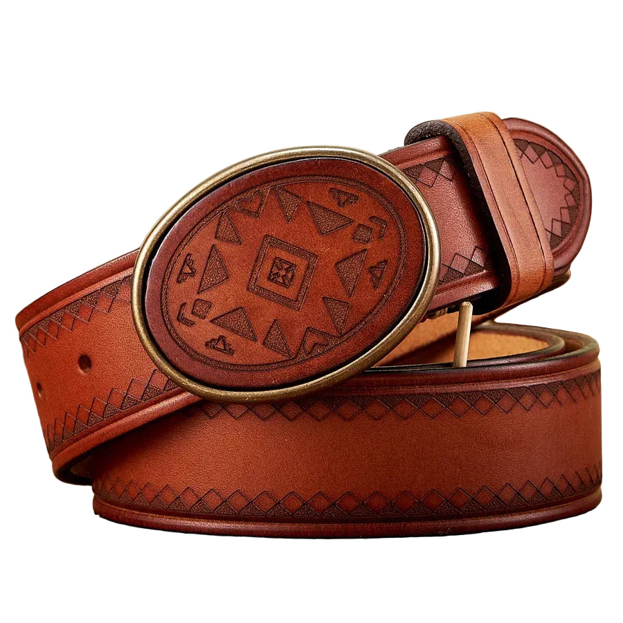 Ceinture Homme en Cuir Véritable Épais – Boucle en Laiton, Style Jeans Casual