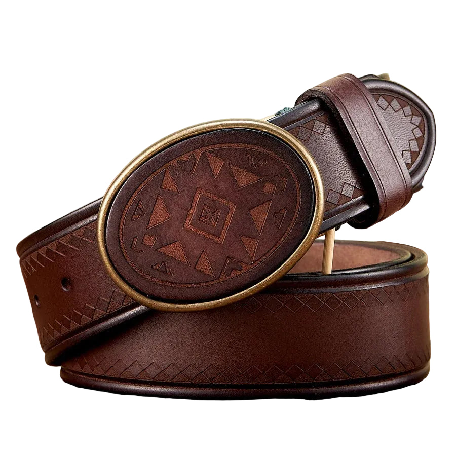 Ceinture Homme en Cuir Véritable Épais – Boucle en Laiton, Style Jeans Casual