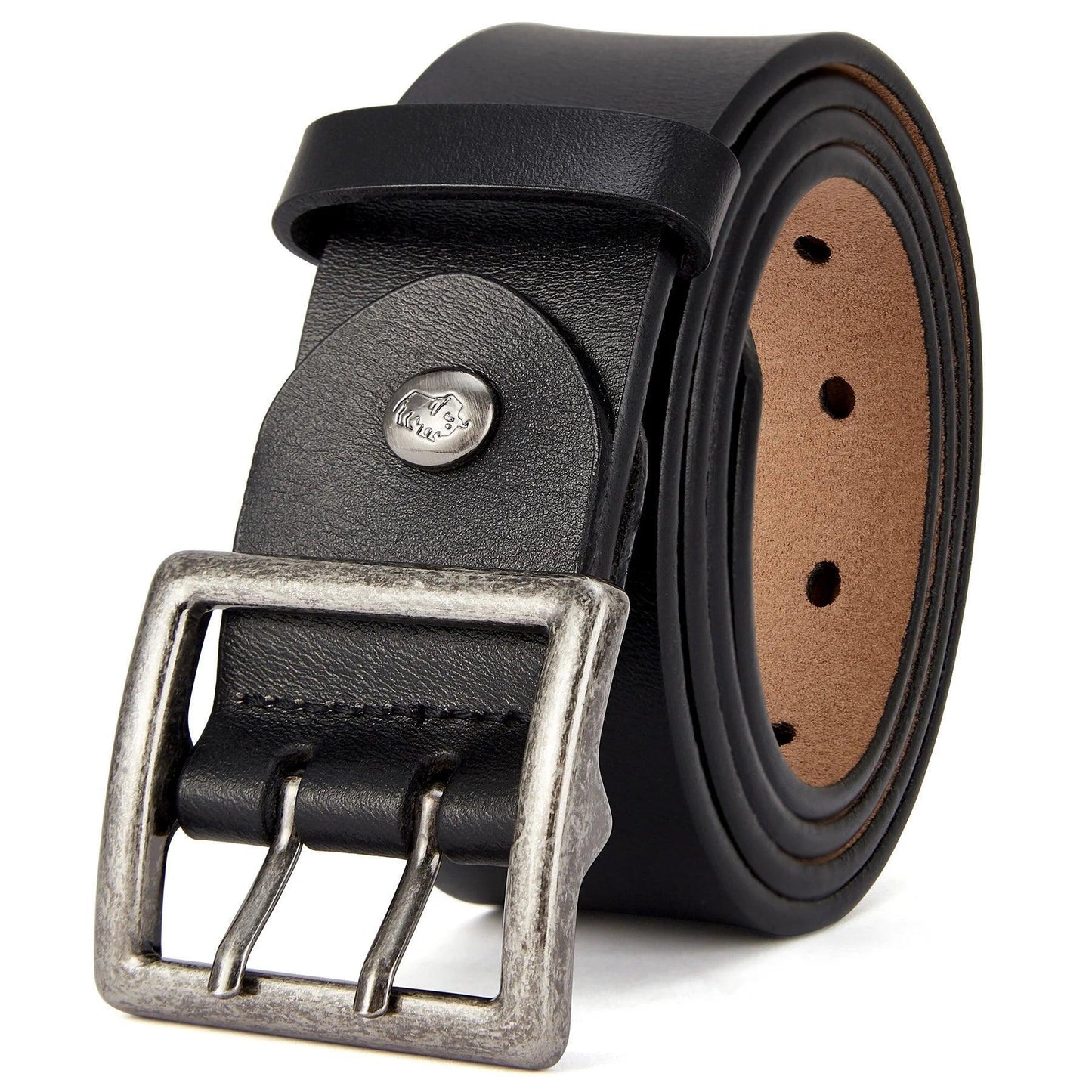 Ceinture cuir Homme vintage, Boucle double ardillon