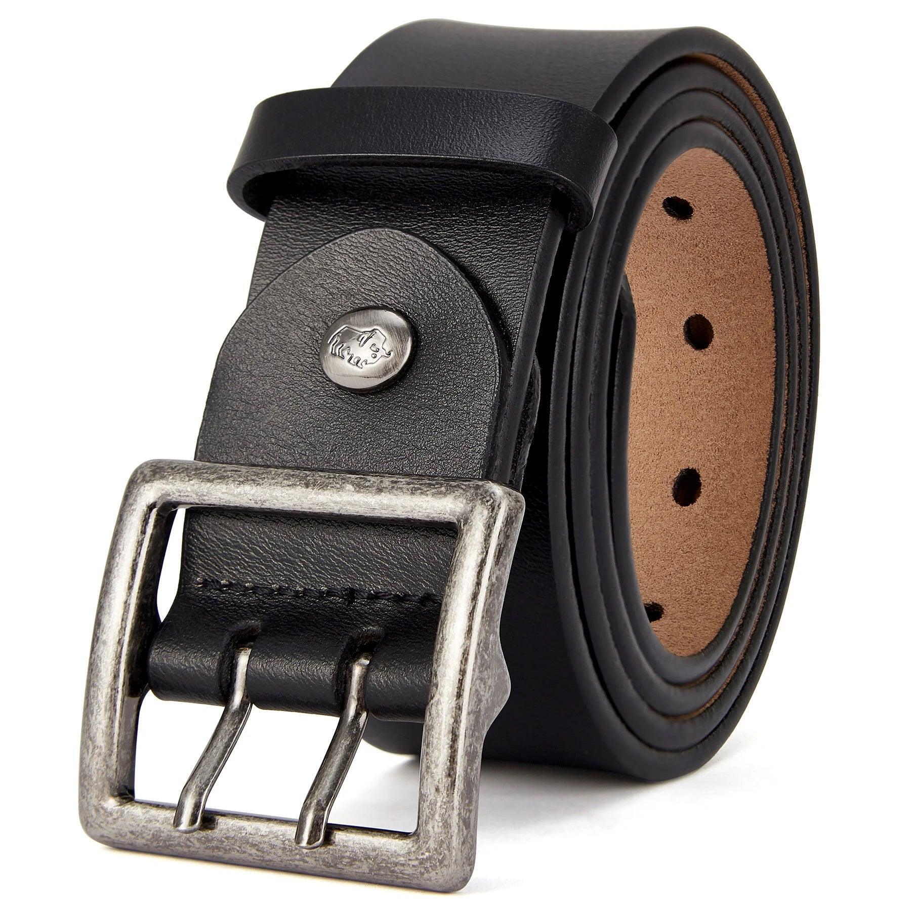 Ceinture cuir Homme vintage, Boucle double ardillon