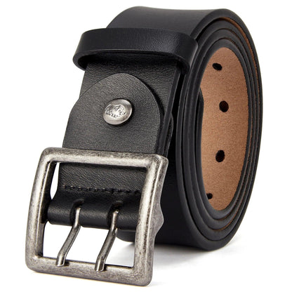 Ceinture cuir Homme vintage, Boucle double ardillon
