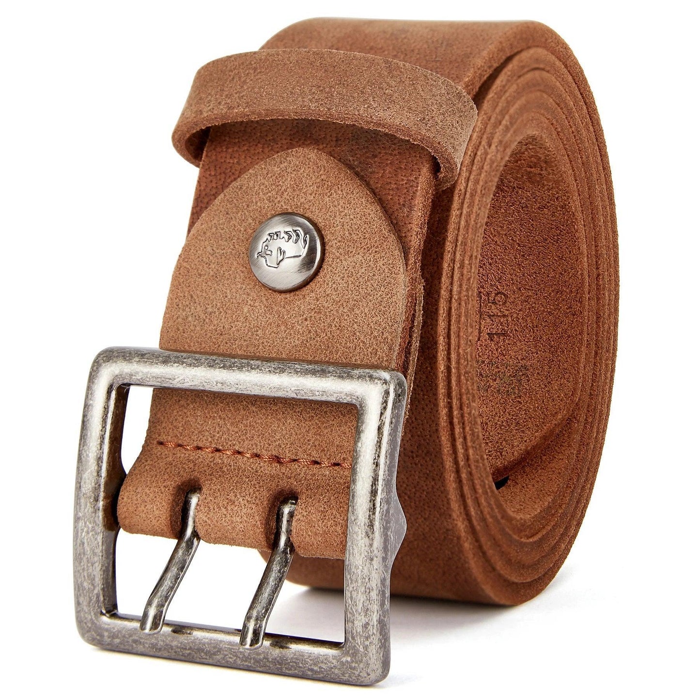 Ceinture cuir Homme vintage, Boucle double ardillon