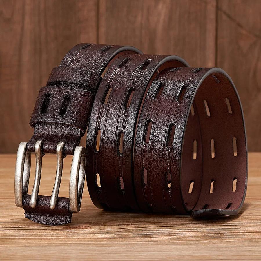 Ceinture Cuir Vintage Double Ardillons