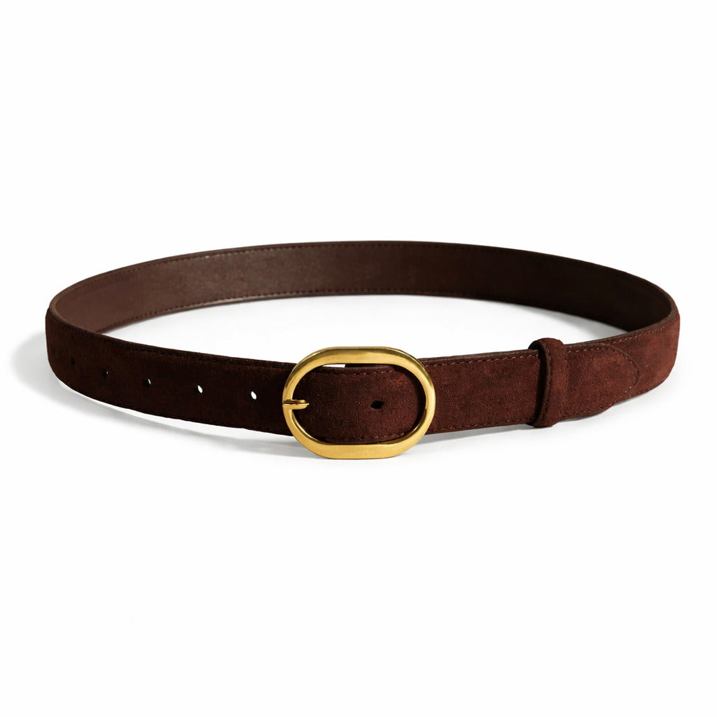 Ceinture Femme Fine Vintage en Daim & Cuir Véritable 