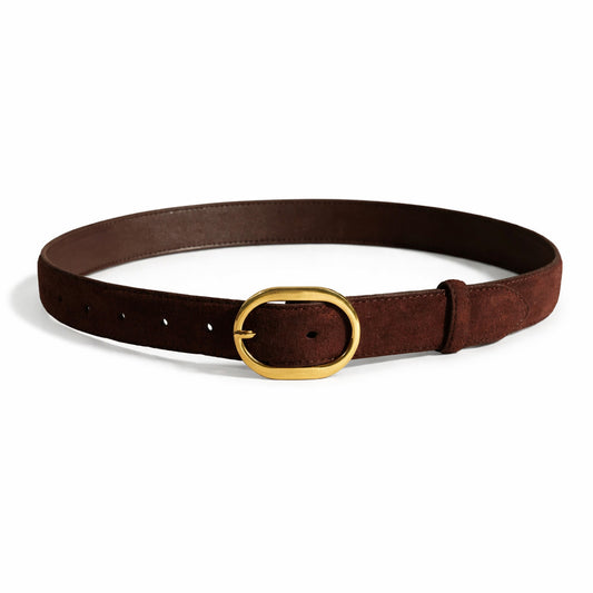 Ceinture Femme Fine Vintage en Daim & Cuir Véritable 