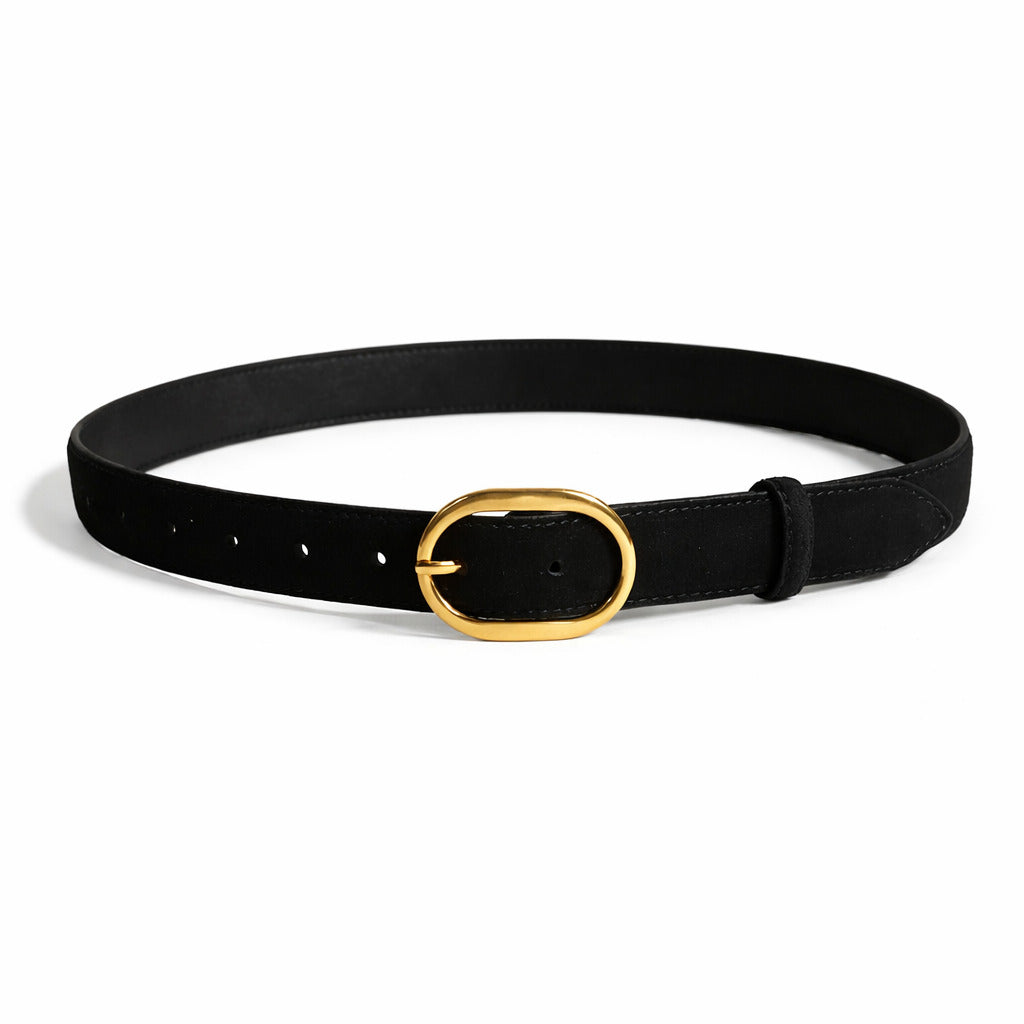 Ceinture Femme Fine Vintage en Daim & Cuir Véritable 