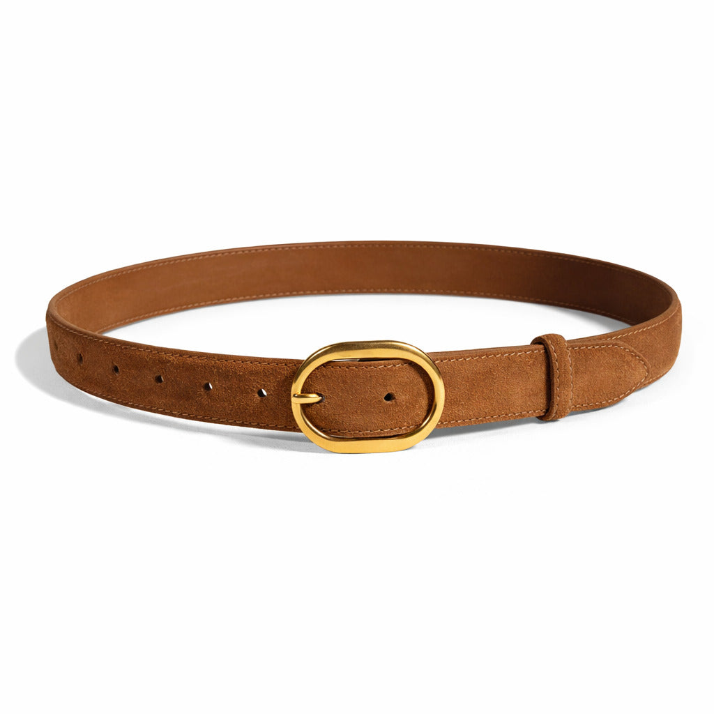 Ceinture Femme Fine Vintage en Daim & Cuir Véritable 