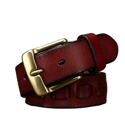 Ceinture en cuir de luxe bordeaux