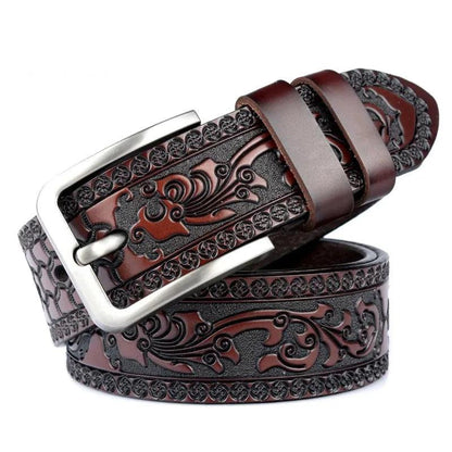 Ceinture en Cuir Véritable Embossée