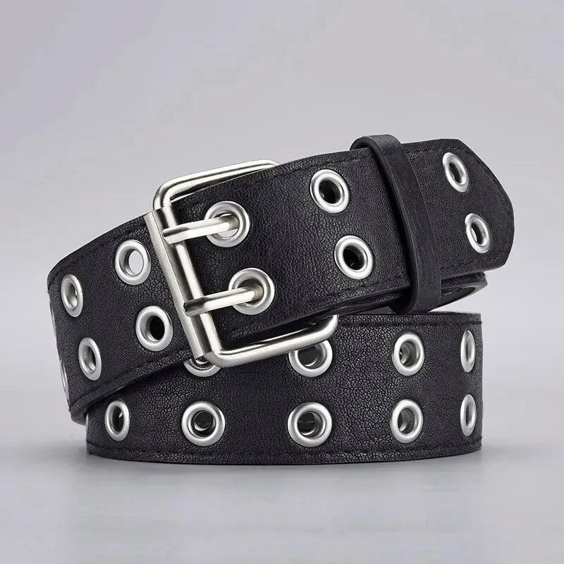 Ceinture Femme Double Ardillon noir pointu
