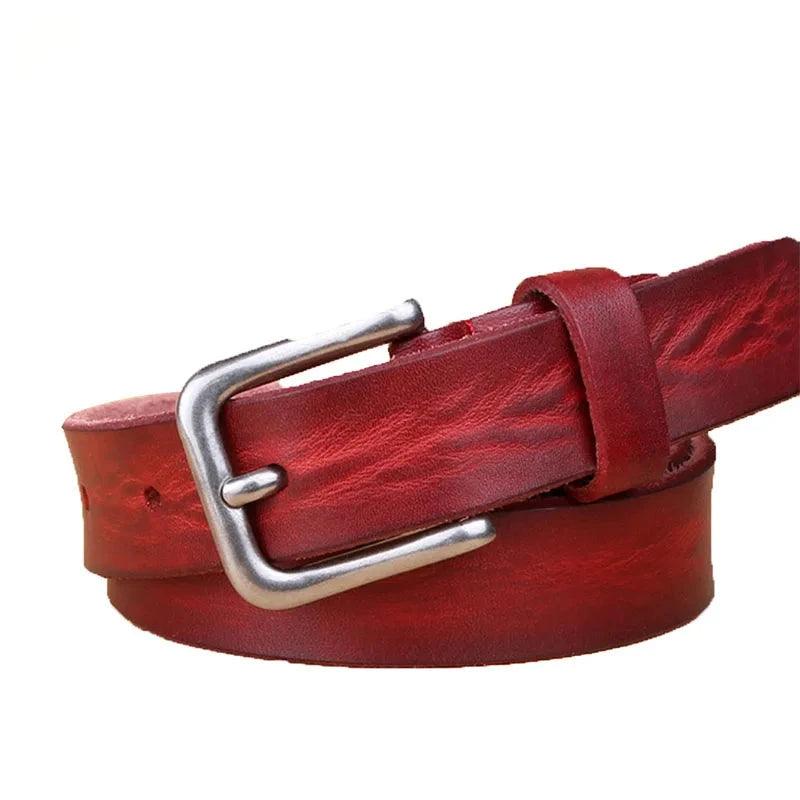 Ceinture Fine en Cuir rouge