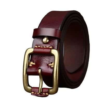 Ceinture Vintage en Cuir marron rouge