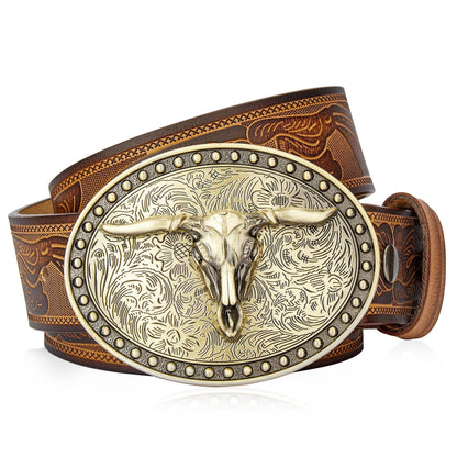 Ceinture Cowboy en Cuir Véritable Gaufré