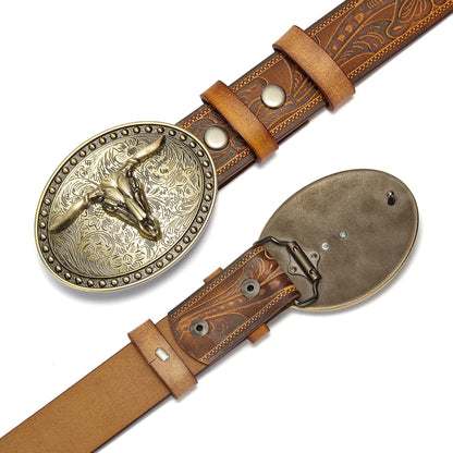 Ceinture Cowboy en Cuir Véritable Gaufré