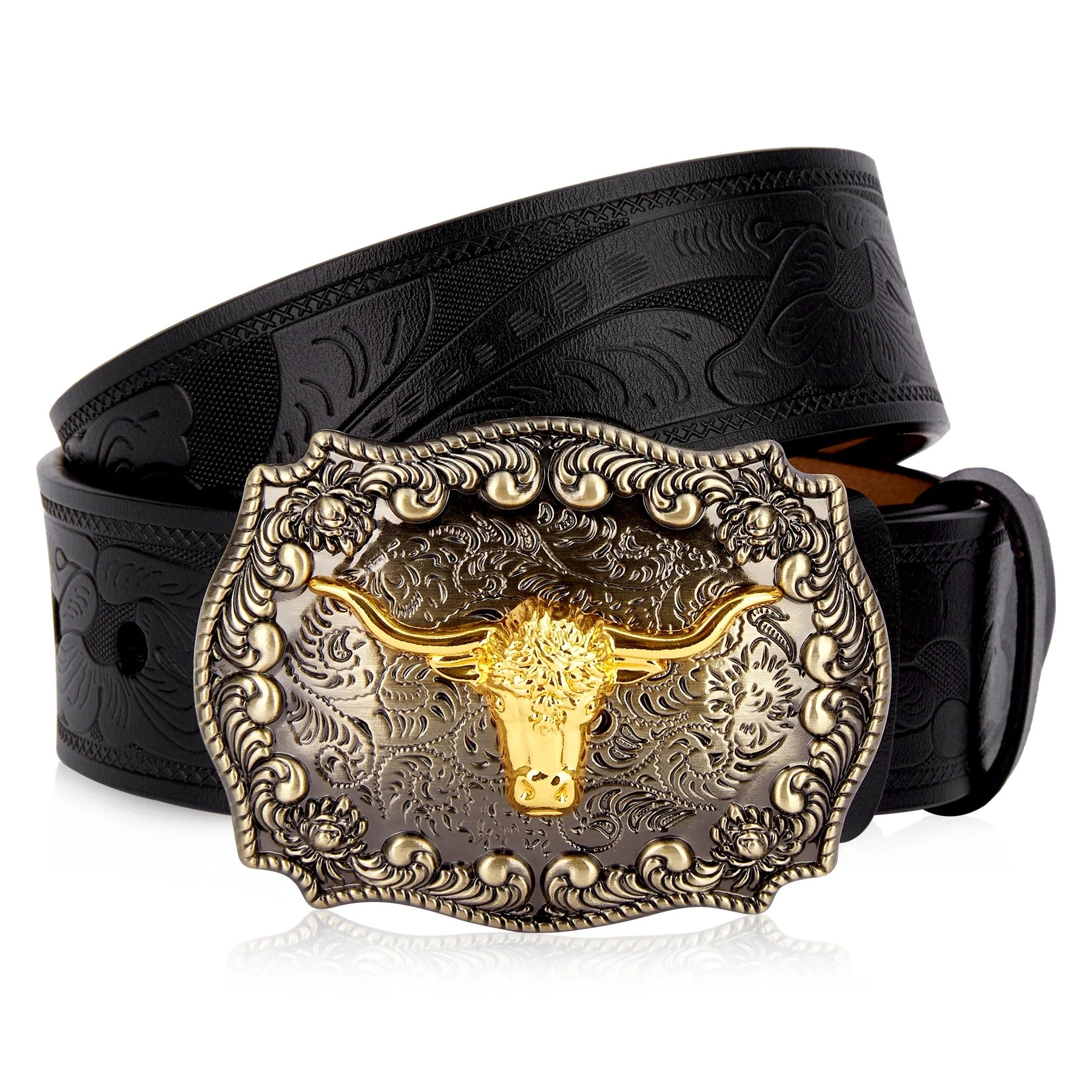 Ceinture Cowboy en Cuir Véritable Gaufré