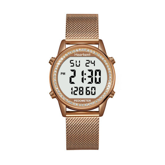 Montre Digitale Femme – Podomètre, Étanche 30M & Élégante