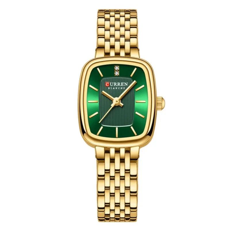 Montre à quartz tendance pour femme Or & Vert