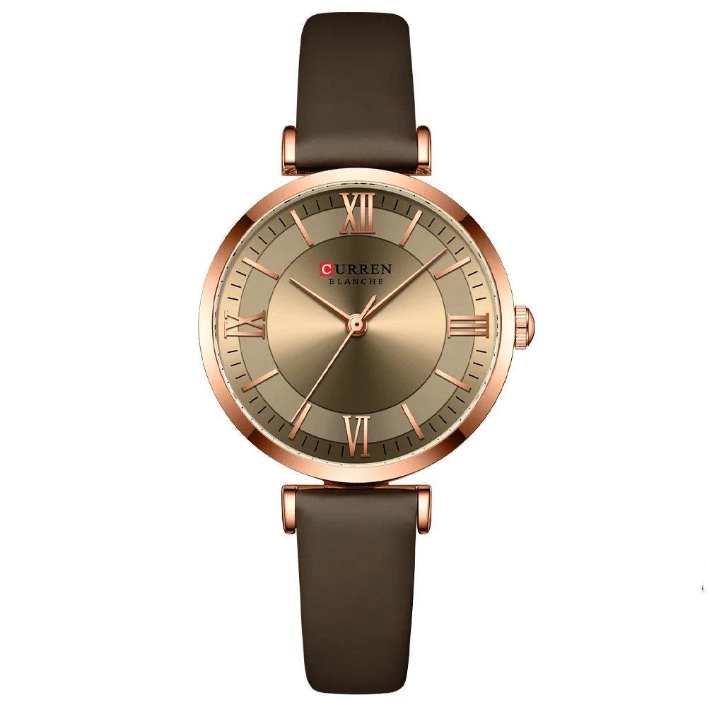 Montre Femme Bracelet Cuir Café