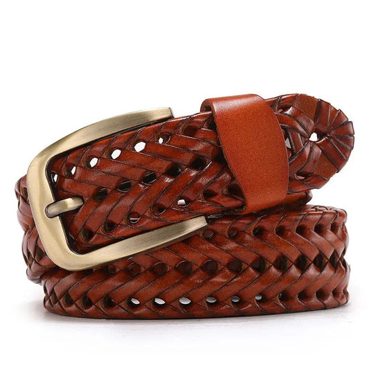 Ceintures tressées en cuir véritable pour homme