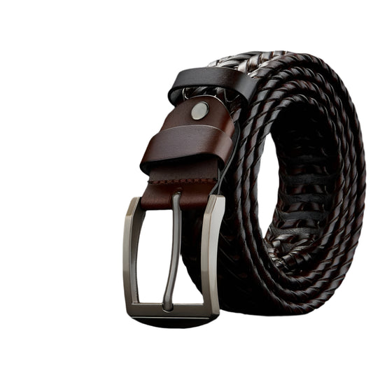 Ceinture Tressée en cuir véritable