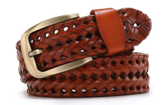 Ceinture Tressée en cuir véritable