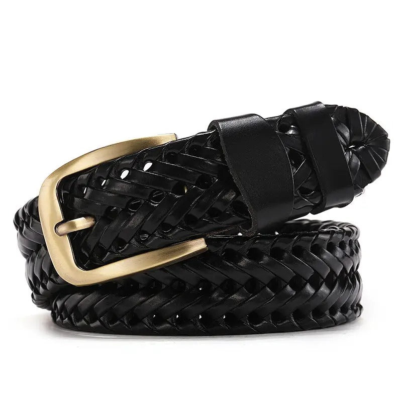 Ceintures tressées en cuir véritable pour homme