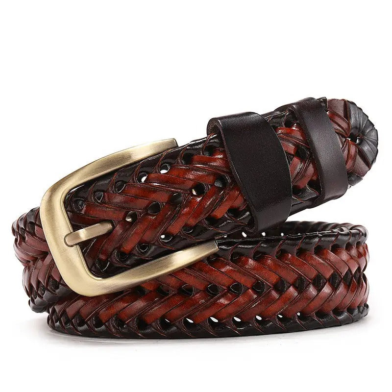 Ceintures tressées en cuir véritable pour homme
