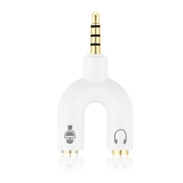 Adaptateur pour le son casque + micro  blanc