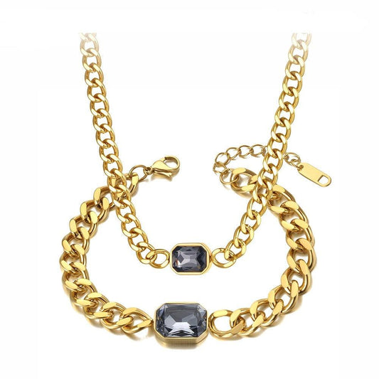 Bracelet et collier assortis en acier inoxydable