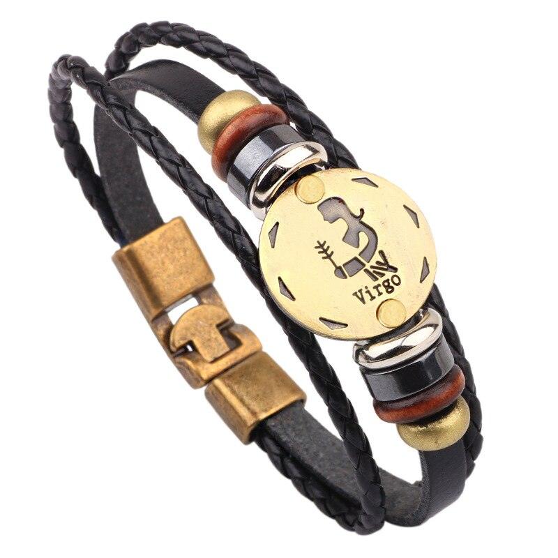 Bracelet zodiaque en cuir vierge