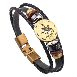 Bracelet zodiaque en cuir scorpion