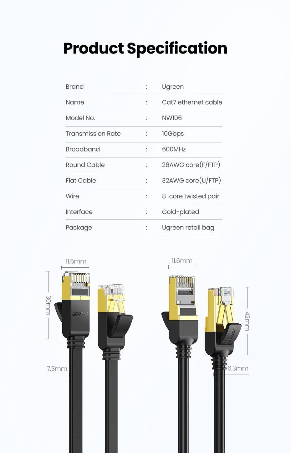 Cable Ethernet RJ45 Cat7 spécifications