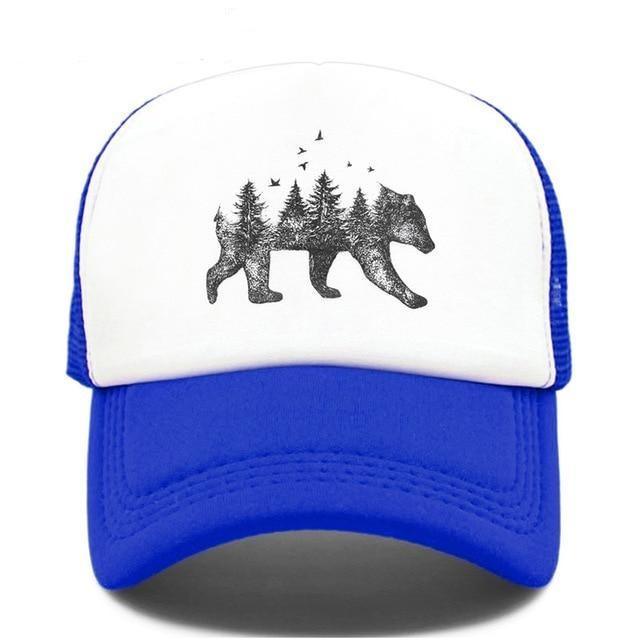 Casquette ours de la forêt bleu