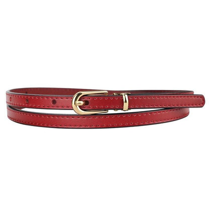 Ceinture cuir fine rouge