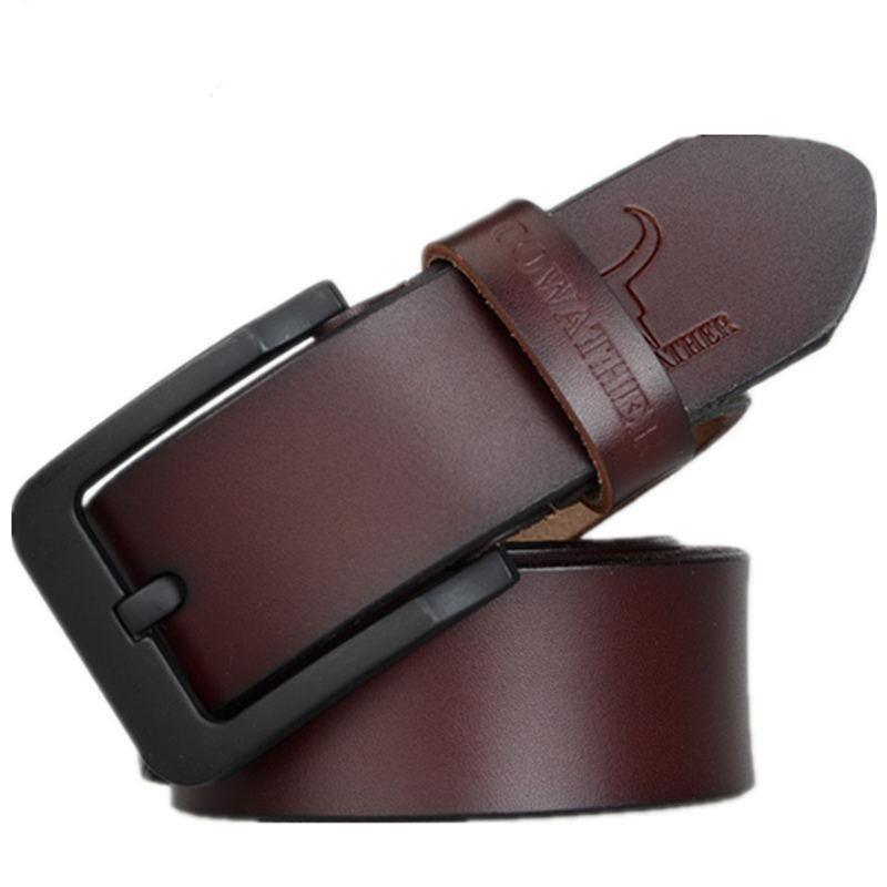 Ceinture cuir café boucle noire