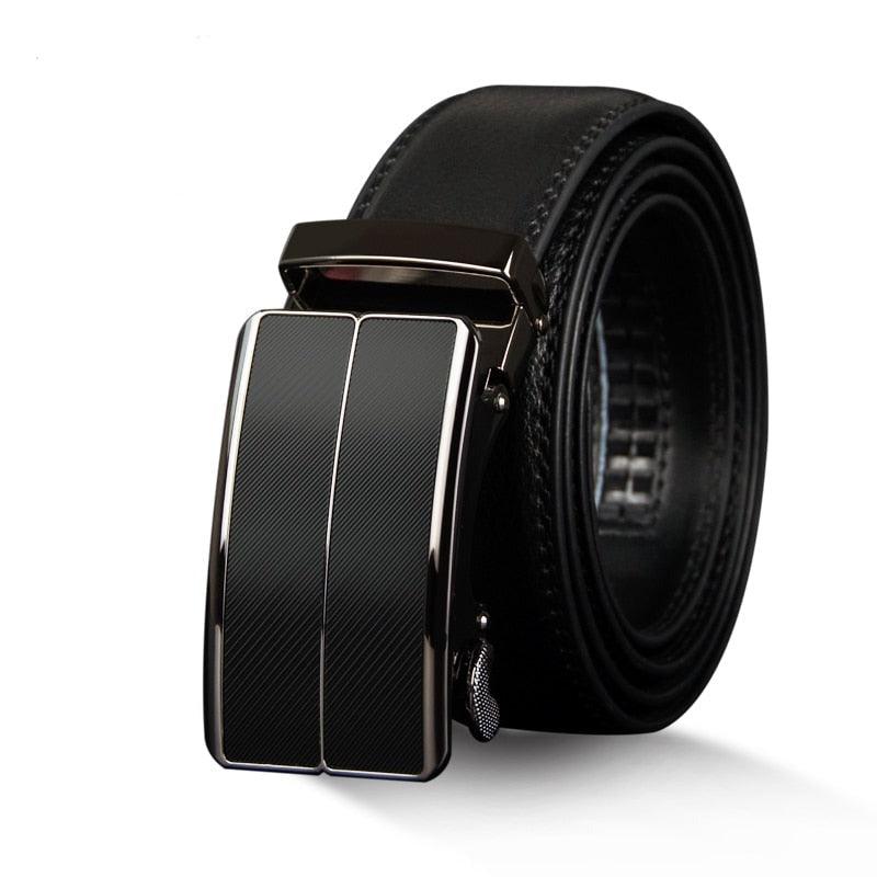 Ceinture de luxe en  cuir véritable noir et boucle automatique