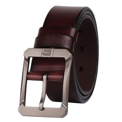 Ceinture de luxe en cuir véritable café