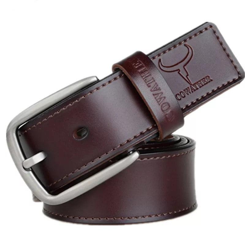 Ceinture Design en Cuir Véritable de Qualité Café