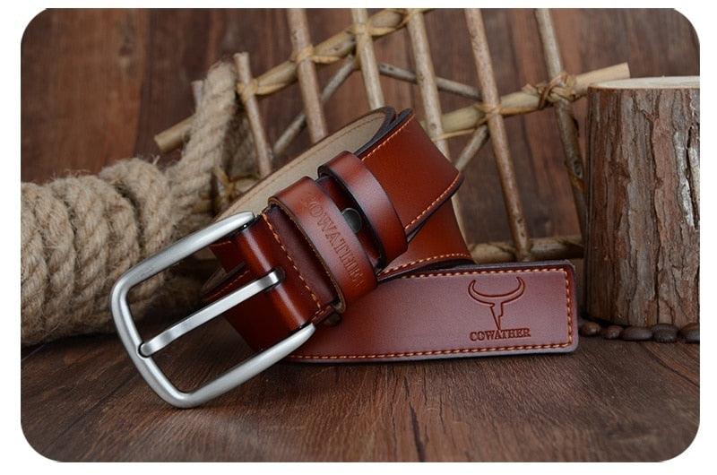 Ceinture Design en Cuir Véritable de Qualité Marron