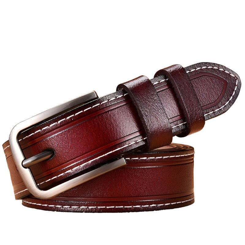 Ceinture en cuir rouge  pour Femme , boucle métallique 1